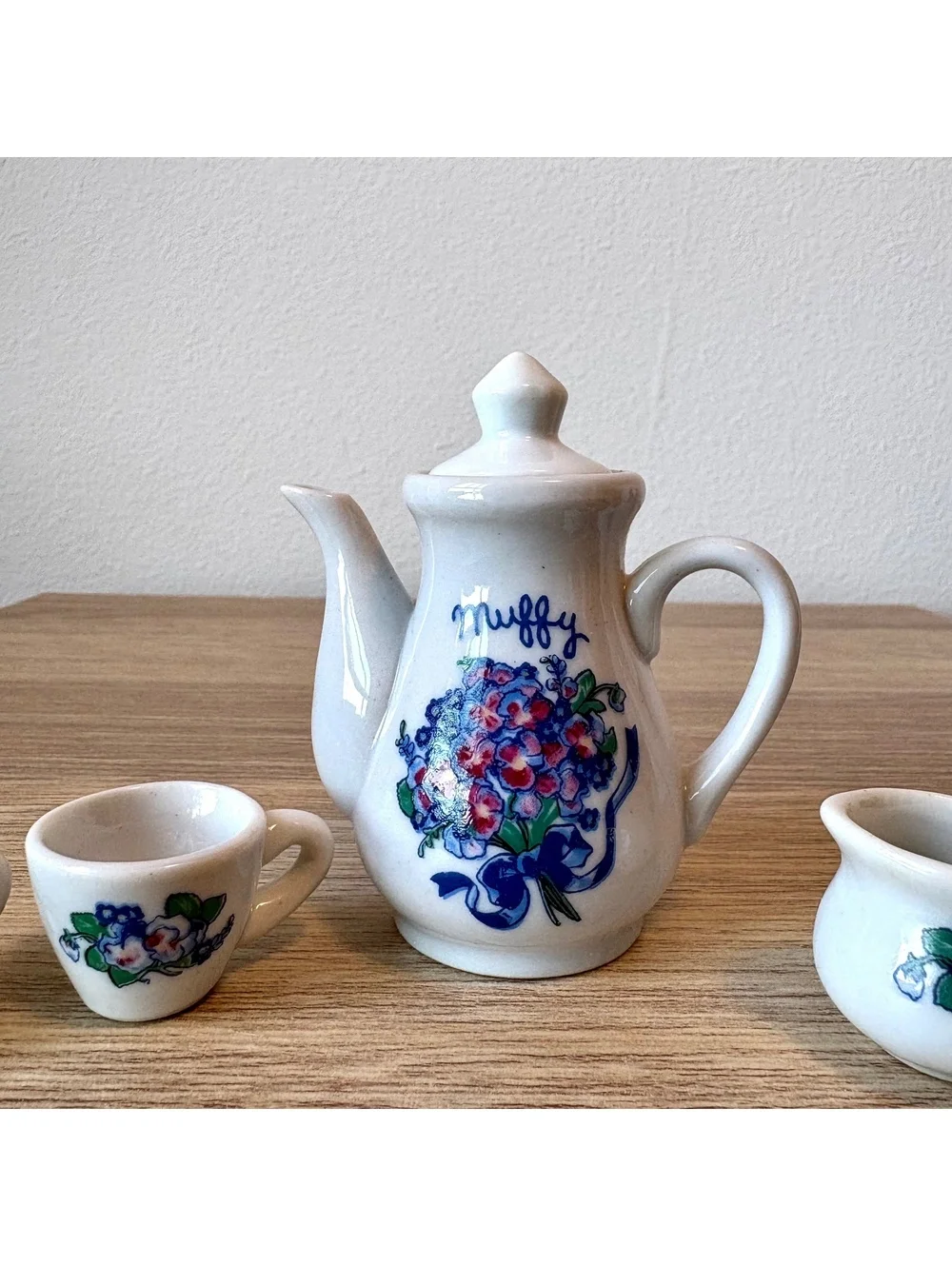 Vintage Muffy Vanderbear Mommy and Me Miniature Porcelain Tea Set 1990s Partial